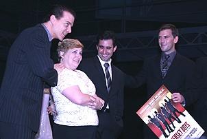 Photo Op - Jersey Boys Million-th Customer - Christian Hoff - Robin Becker - John Lloyd Young - Daniel Reichard
