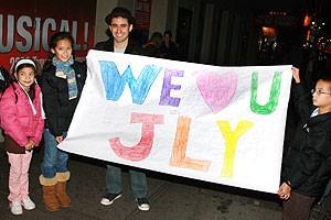 Photo Op - John Lloyd Young Leaves Jersey Boys -  John Lloyd Young (with We Love JLY sign)
