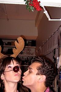 Photo Op - Holidays at Jersey Boys - Sara Schmidt - Michael Longoria (kissing)