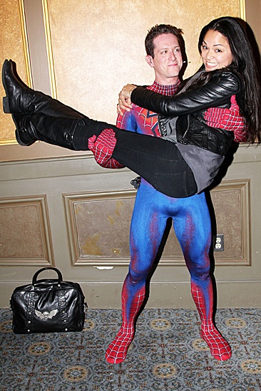 Karen Olivo Backstage at Spider-man - Matt Caplan – Karen Olivo In Arms