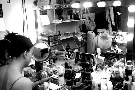 Sutton Foster backstage at Shrek – table