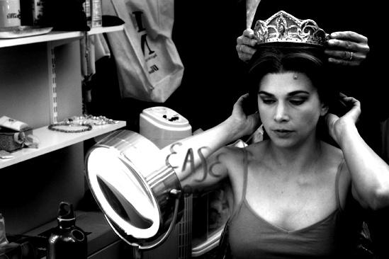 Sutton Foster backstage at Shrek – crown