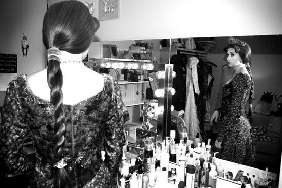 Sutton Foster backstage at Shrek – Fiona looking