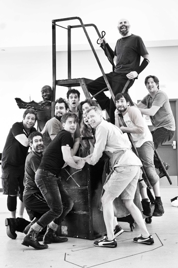 Peter and the Starcatcher Rehearsal – The Company on stairs 
