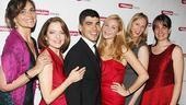 Playwright Cusi Cram (l.) and director Pam MacKinnon (r.) join cast members Isabel Keating, Raul Castillo, Jennifer Westfeldt and Christina Kirk
for a Burning hot company shot.