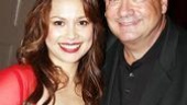 Lea Salonga gets post-show congrats from her agent, Jim Wilhelm.