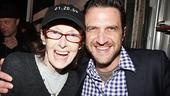 Jane Alderman, Superior Donuts&rsquo; scene-stealing &ldquo;Lady,&rdquo; greets her dear friend Raul Esparza.