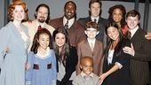 The stars of Ragtime greet their visitors. Back row: Christiane Noll, Robert Petkoff, Quentin Earl Darrington, Ron Bohmer, Stephanie Umoh and Bobby Steggert. In front: Sarah Rosenthal, Lea Michele, Jayden Brockington, Christopher Cox and Jenna Ushkowitz.