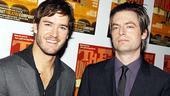 This is Mark-Paul Gosselaar's first-ever opening night on stage, and his smile shows it. Justin Kirk (who ironically plays Mark-Paul's understudy in the show) is an old pro, so he plays it cool.