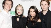 Emcee Van Hansis steps in for a four-shot with Jonathan Groff, Cyndi Lauper and Lea Michele.