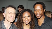David Greenspan (pictured with Rent vets Tracie Thoms and Rodney Hicks) does a priceless turn as Billy Crudup’s agent in this new play about a banned book.