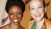 Tony nominees Montego Glover (Memphis) and Katie Finneran (Promises, Promises) dazzle in brightly colored dresses. 