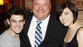Chamberlin hugs The Addams Family’s young lovebirds Wesley Taylor and Krysta Rodriguez.