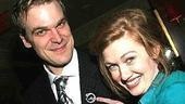 Onstage couple David Harbour and Mireille Enos, who is pointing out a lovely opening-night gift from co-star Kathleen Turner.