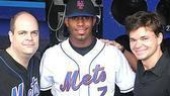 Brad Oscar and Hunter Foster flank Mets shortstop Jose Reyes.