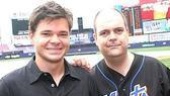 On the field with The Producers stars.