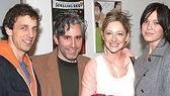 Backstage at Second Stage, Seth Meyers, Paul Weitz,  Show People's ingenue, Judy Greer, and Mandy Moore. Greer also appears with Meyers and Moore in Weitz's American Dreamz.