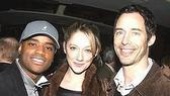 Show People ingenue Judy Greer flanked by her cast mates from the TV show Love Monkey, Larenz Tate (L) and Tom Cavanagh (R).