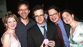 Urinetown revisited! Actress Megan Lawrence, director John Rando, librettist Greg Kotis, composer Mark Hollmann and actress Spencer Kayden at the opening of Pig Farm.