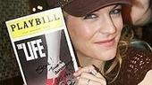 Wedding Singer's rocker chick Felicia Finley signs a program from when she appeared on Broadway in 1997's The Life.