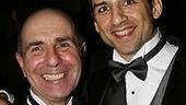 Original Al, Don Percassi, gets an opening night embrace from the new guy playing the model of a good husband these days, Tony Yazbeck.