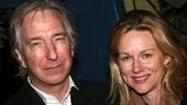 Dircetor Alan Rickman with Laura Linney. As an actor, Rickman appeared with Linney in the film Love Actually.