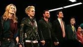Stephanie March, Sebastian Stan, Liev Schreiber, Peter Hermann, Kit Williamson, Barbara Rosenblat, and cast take an opening night bow for Talk Radio.