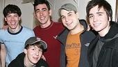 It's a guy thing: from left, John Gallagher Jr. and Max with Spring Awakening castmate Skylar Astin and swings Matt Doyle and (in the foreground) Gerard Canonico, who were both on that day.