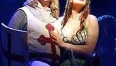 Hannah Waddingham with Christopher Sieber in a scene from Spamalot