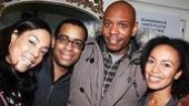 Dave amongst the Passing Strange players: de'Adre Aziza, Daniel Breaker and Eisa Davis.