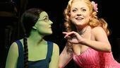 Kerry Ellis as Elphaba and Kendra Kassebaum as Glinda in Wicked.