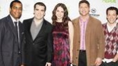 Shrek stars Daniel Breaker, Brian d’Arcy James, Sutton Foster, Christopher Sieber and John Tartaglia say “Good morning, New York!”