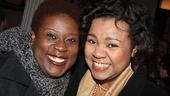 Reunion time! Capathia Jenkins visits with cast member Aisha de Haas, who’s shared the stage with her in Caroline, or Change.