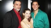 Robert Cuccioli, who read the part of Lucifer, poses with Jessica Grové and Nicholas Rodriguez, who voiced the roles of Sera and Tyriel, respectively.
