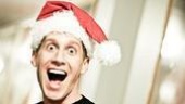Santa hats abound backstage at South Pacific. Here’s actor Andrew Samonsky…