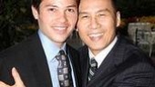 And the party is in full swing! Broadway alum Jason Tam gets a squeeze from Tony Award winner and fellow stage veteran B.D. Wong. 