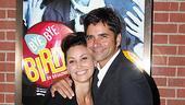 Henry Miller's Theatre Ribbon Cutting - Gina Gershon - John Stamos (smiling at poster)
