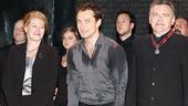 Stars Geraldine James, Jude Law and Kevin R. McNally take a curtain call with the entire Hamlet ensemble.