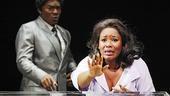 Chaz Lamar Shepherd as Curtis Taylor, Jr. and Moya Angela as Effie White in Dreamgirls.