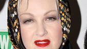 The lady who made the song &ldquo;True Colors&rdquo; famous, Cyndi Lauper shows off her unique style with scarlet lips and a scarf.