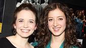 Phoebe Strole enjoys the festivities with fellow cast member Jessy Hodges.