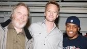 Neil Patrick Harris greets Superior Donuts stars Michael McKean and Jon Michael Hill at Broadway&rsquo;s Music Box Theatre.