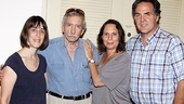 Edward Albee steps in for a photo with Playwrights Horizons managing director Leslie Marcus, Me, Myself & I director Emily Mann and Playwrights Horizons artistic director Tim Sanford. 