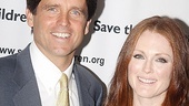 Save the Children head Mark Shriver and Julianne Moore are delighted that opening night proceeds will benefit his worthy charity.