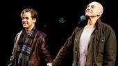 T.R. Knight and Patrick Stewart take a bow on opening night of A Life in the Theatre.