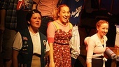 The cast of Dear Edwina takes a bow on opening night at the DR2 Theatre. In front are Judith Dry, title character Beth Cheryl Tarnow and Katie Whetsell. In back are David McDaniel, Noah Zachary and Jared Picone.