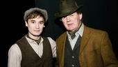 War Horse star Seth Numrich wishes Michael Morpurgo good luck before the curtain goes up on the December 14 matinee. 