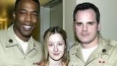 In the show, Violet (Lauren Ward, center) encounters two soldiers, played by Michael McElroy (left) and Michael Park.