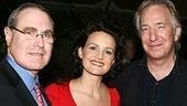 Roundabout artistic director Todd Haimes with Suddenly star Carla Gugino and Alan Rickman, who co-starred with Gugino in the film Judas Kiss.