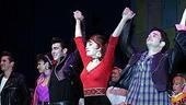 Photo Op - Grease Opening - cc - Matthew Saldivar - Jenny Powers - Max Crumm - Laura Osnes - Ryan Patrick Binder